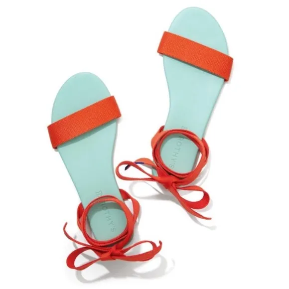 New Rothy’s Picnic Wrap Orange Knit Sandals Size 9