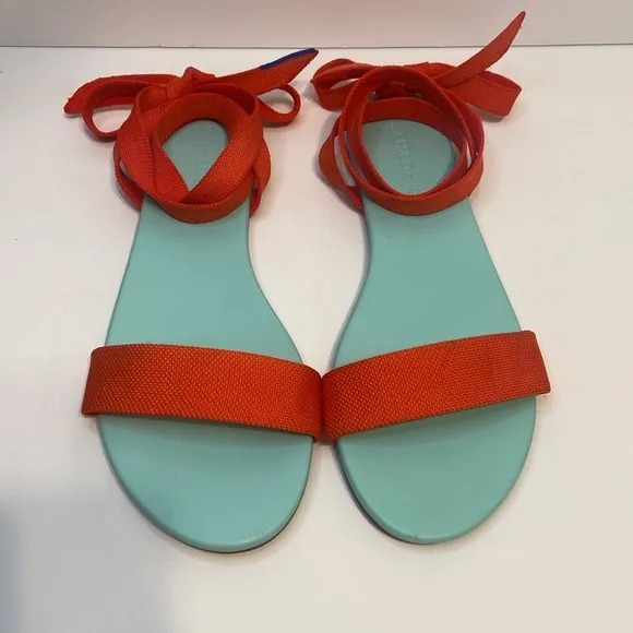 New Rothy’s Picnic Wrap Orange Knit Sandals Size 9