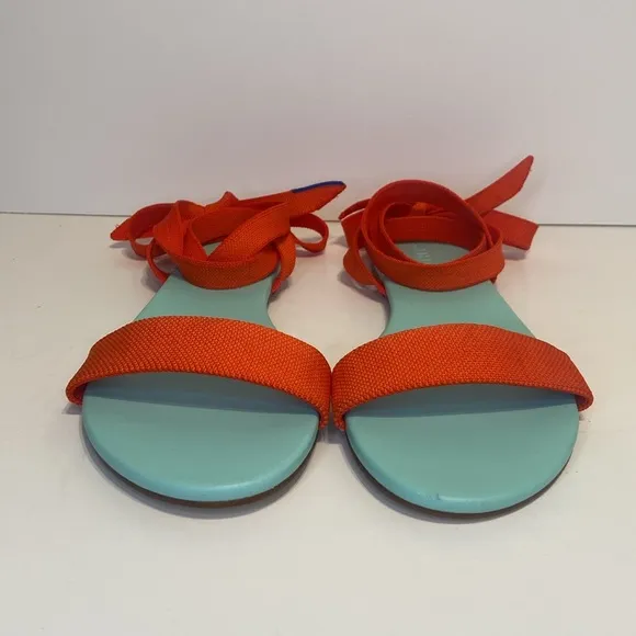 New Rothy’s Picnic Wrap Orange Knit Sandals Size 9