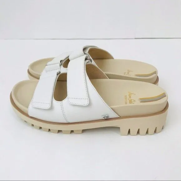 New! Sam Edelman Eliana Leather Platform Chunky Heel Lug Sole Slides Sandals