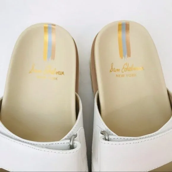 New! Sam Edelman Eliana Leather Platform Chunky Heel Lug Sole Slides Sandals