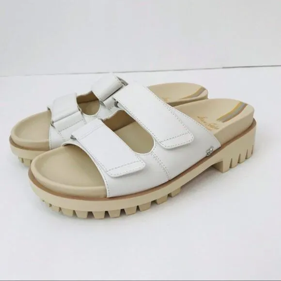 New! Sam Edelman Eliana Leather Platform Chunky Heel Lug Sole Slides Sandals
