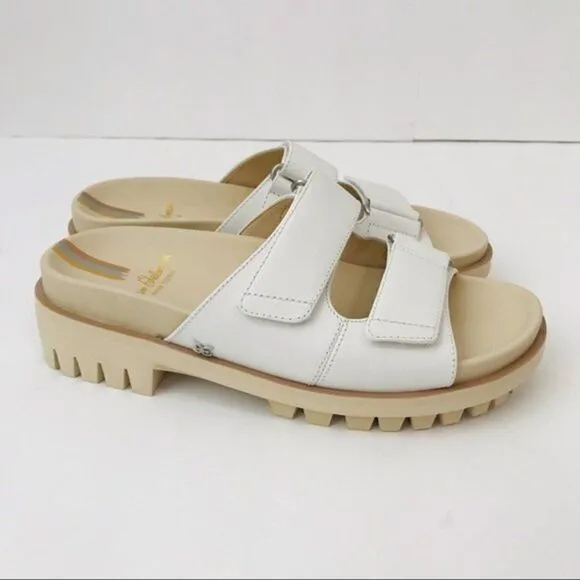 New! Sam Edelman Eliana Leather Platform Chunky Heel Lug Sole Slides Sandals
