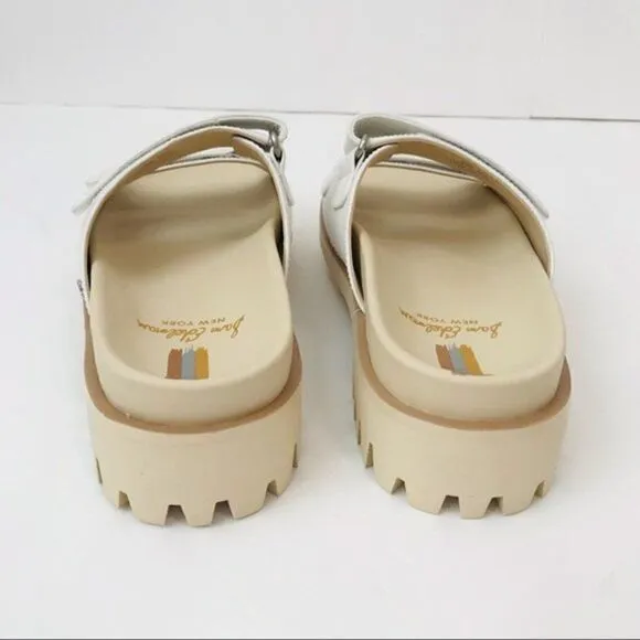 New! Sam Edelman Eliana Leather Platform Chunky Heel Lug Sole Slides Sandals