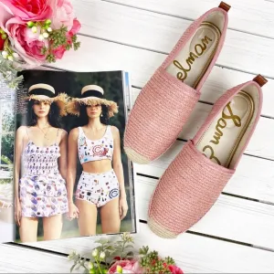 NEW Sam Edelman Khloe Espadrille Flats Rafia Pink Peach Blush