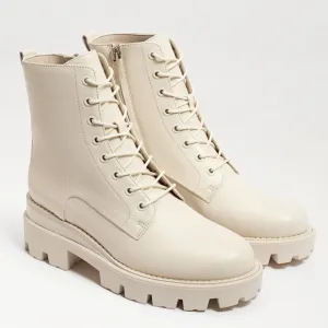 NEW Sam Edelman Leather Ivory lace up lug platform boots Size 8.5