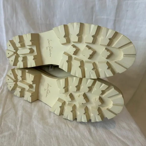 NEW Sam Edelman Leather Ivory lace up lug platform boots Size 8.5