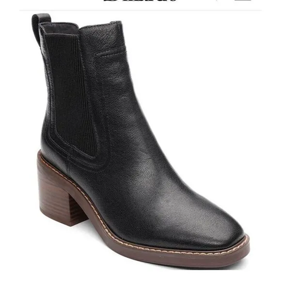 New Sanctuary Camila Leather Chelsea Booties Block Heel Black 8 M Women 524134
