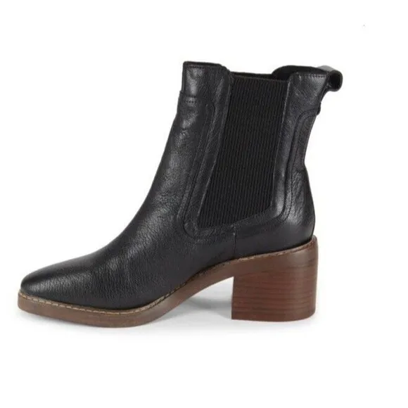 New Sanctuary Camila Leather Chelsea Booties Block Heel Black 8 M Women 524134