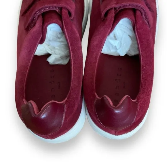 NEW Sandro Burgundy Suede Strap Round Toe Rubber Sole Platform Sneakers Size 38