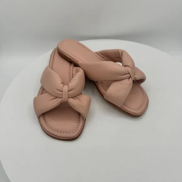 NEW SCHUTZ Fairy Leather Flat Slip On Sandals Size 6.5  Color Blush  MARP$118