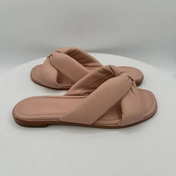 NEW SCHUTZ Fairy Leather Flat Slip On Sandals Size 6.5  Color Blush  MARP$118