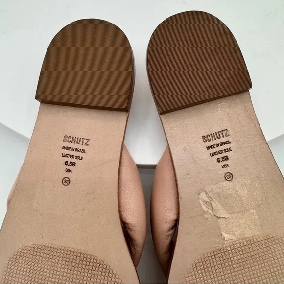 NEW SCHUTZ Fairy Leather Flat Slip On Sandals Size 6.5  Color Blush  MARP$118