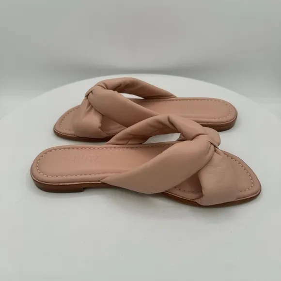 NEW SCHUTZ Fairy Leather Flat Slip On Sandals Size 6.5  Color Blush  MARP$118