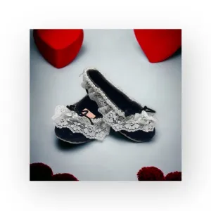 new Shop of the Moment ❃ Embellished Lace Ballet Flat ❃ Black Velvet ❃ Baby Girl