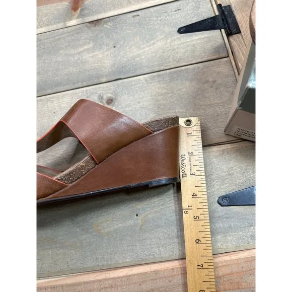 NEW Softwalk Brown Tan Slip On Wedge Sandals Womens 12M Jermaine