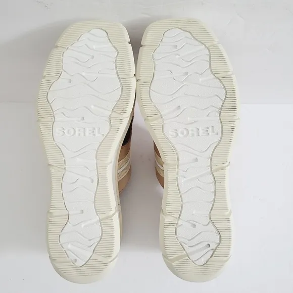 New Sorel Joanie Slip-On Platform Wedge Slide Beige Sandals, Size 9,5