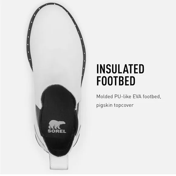 NEW Sorel Lennox Chelsea white and black boots 8