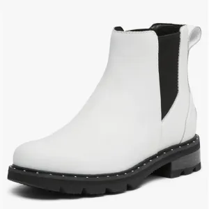 NEW Sorel Lennox Chelsea white and black boots 8