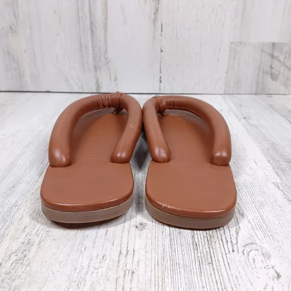 NEW STAUD Brown Leather Rio Rio Padded Slip On Thong Summer Sandals #1283