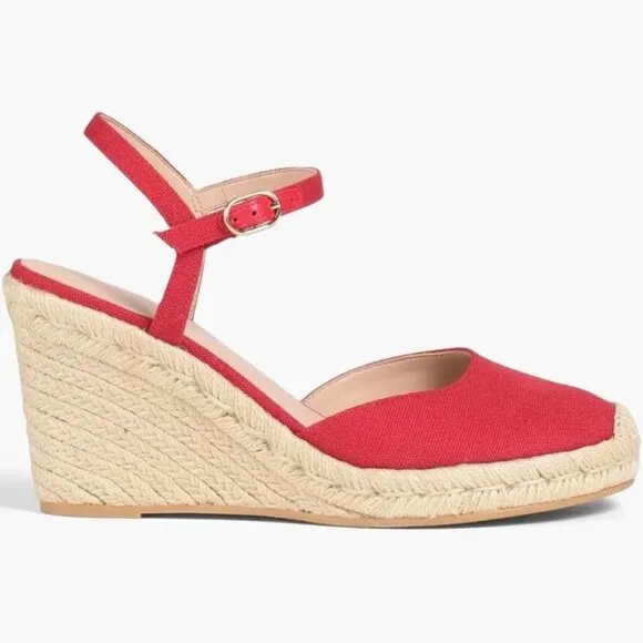 NEW | Stuart Weitzman Mykonos Canvas Red Espadrilles 7.5‎