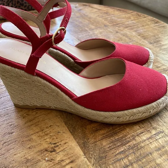 NEW | Stuart Weitzman Mykonos Canvas Red Espadrilles 7.5‎