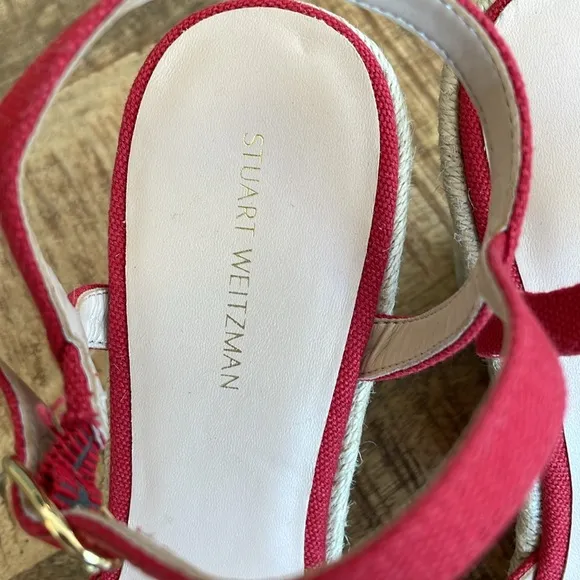 NEW | Stuart Weitzman Mykonos Canvas Red Espadrilles 7.5‎