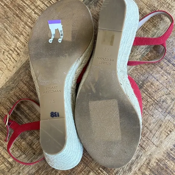 NEW | Stuart Weitzman Mykonos Canvas Red Espadrilles 7.5‎