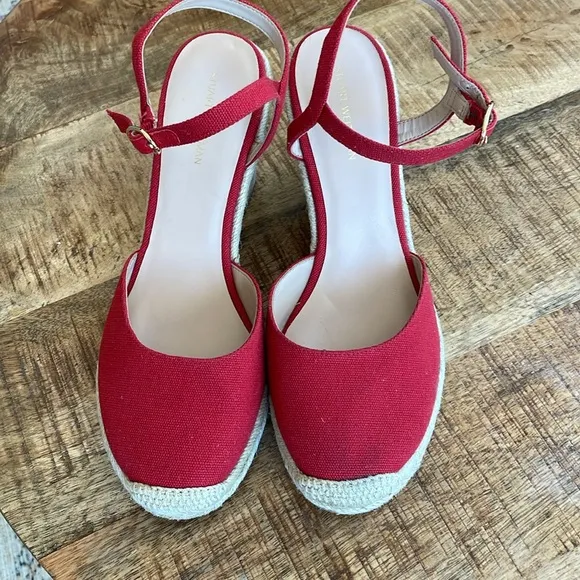 NEW | Stuart Weitzman Mykonos Canvas Red Espadrilles 7.5‎