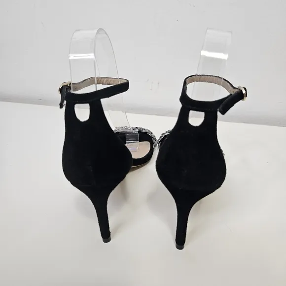 NEW Stuart Weitzman Nudistcurve 75 Embellished Ankle-Strap Sandals 7 Black