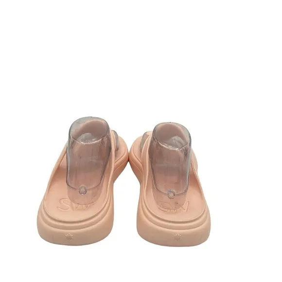 NEW STUART WEITZMAN Womens Pink Stuflex Round Toe Wedge Slip On Thong Sandals