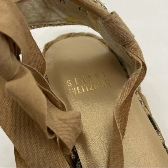 New Stuart Weitzman Leopard Print Lace Up Espadrilles