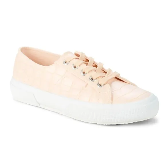 NEW Superga Pink Crocodile Textured Platform Sneakers NWT