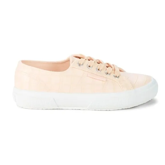 NEW Superga Pink Crocodile Textured Platform Sneakers NWT