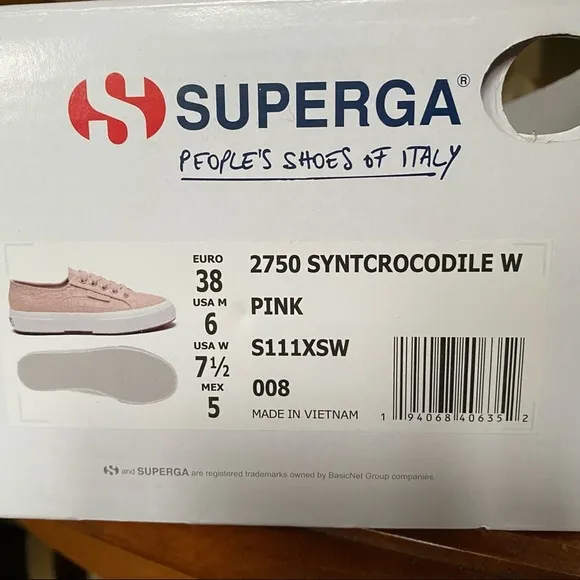 NEW Superga Pink Crocodile Textured Platform Sneakers NWT