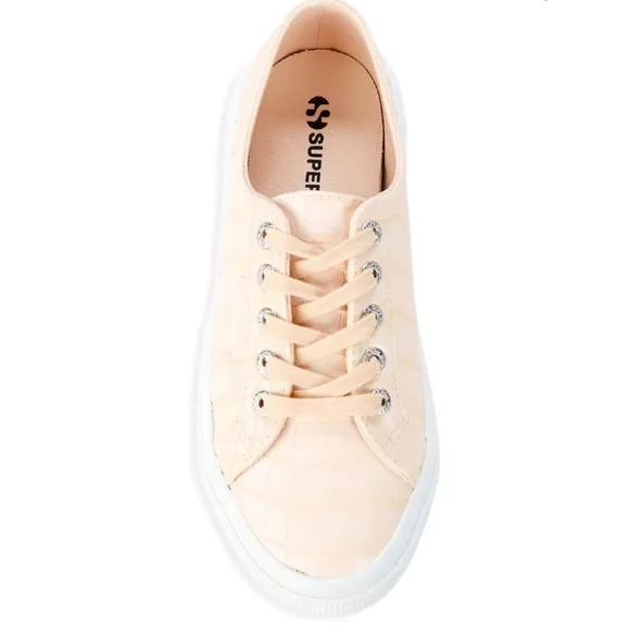 NEW Superga Pink Crocodile Textured Platform Sneakers NWT