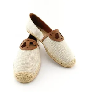 New TORY BURCH Natural Tan Logo Espadrilles 8.5
