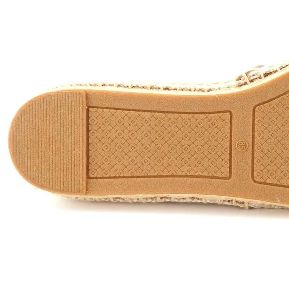 New TORY BURCH Natural Tan Logo Espadrilles 8.5