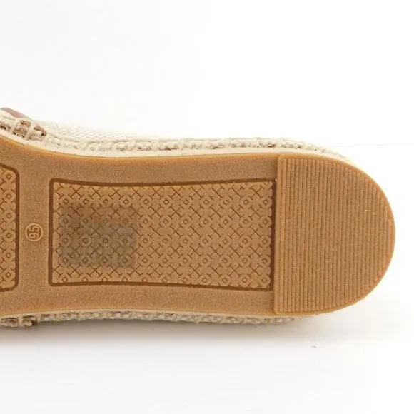 New TORY BURCH Natural Tan Logo Espadrilles 9.5