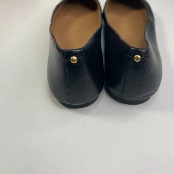New Tory Burch Womens Perfect Black Nappa Leather Everly Ballet Flats US Size 8