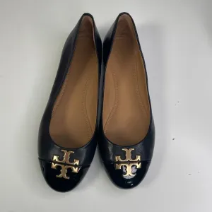 New Tory Burch Womens Perfect Black Nappa Leather Everly Ballet Flats US Size 8