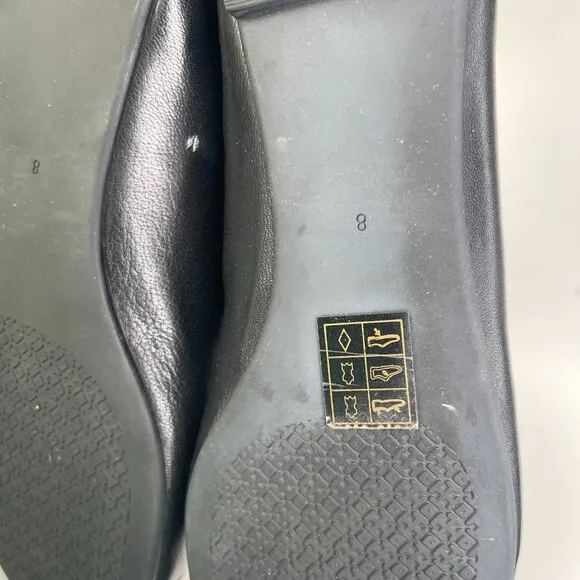 New Tory Burch Womens Perfect Black Nappa Leather Everly Ballet Flats US Size 8