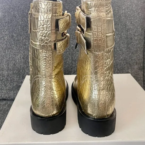 New TWIN-SET MILANO Gold Combat Boots Size 37 EU