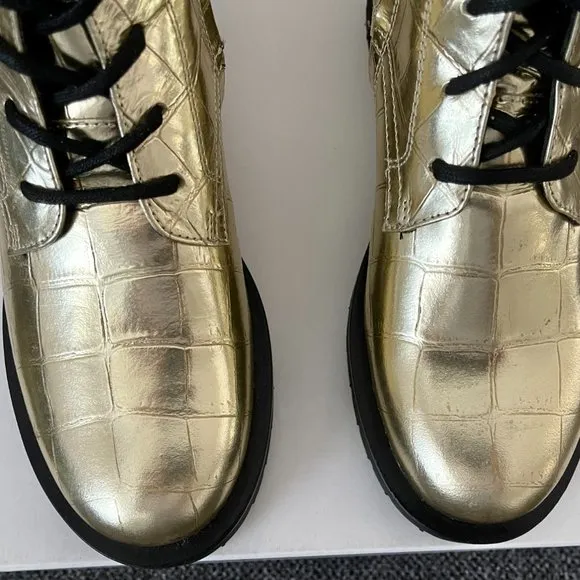 New TWIN-SET MILANO Gold Combat Boots Size 37 EU