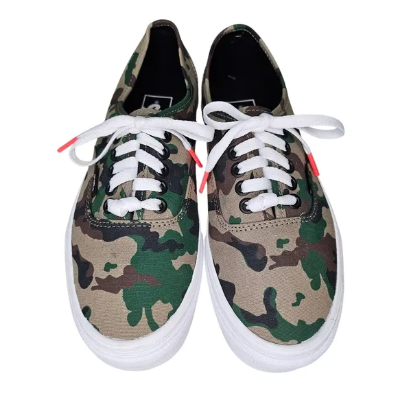 New Vans Authentic Camo Olive/White Sneakers Sneakers Mens 6.5, Womens 8
