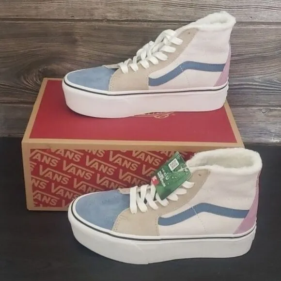 New Vans Sk8 Hi Tapered Pig Suede Color Block Platform Water Repellent Sneakers