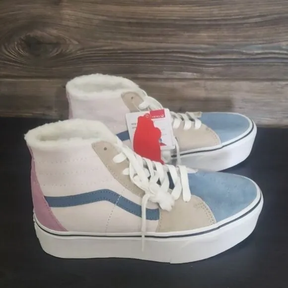 New Vans Sk8 Hi Tapered Pig Suede Color Block Platform Water Repellent Sneakers
