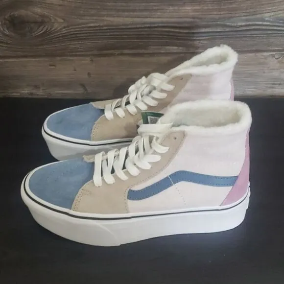 New Vans Sk8 Hi Tapered Pig Suede Color Block Platform Water Repellent Sneakers