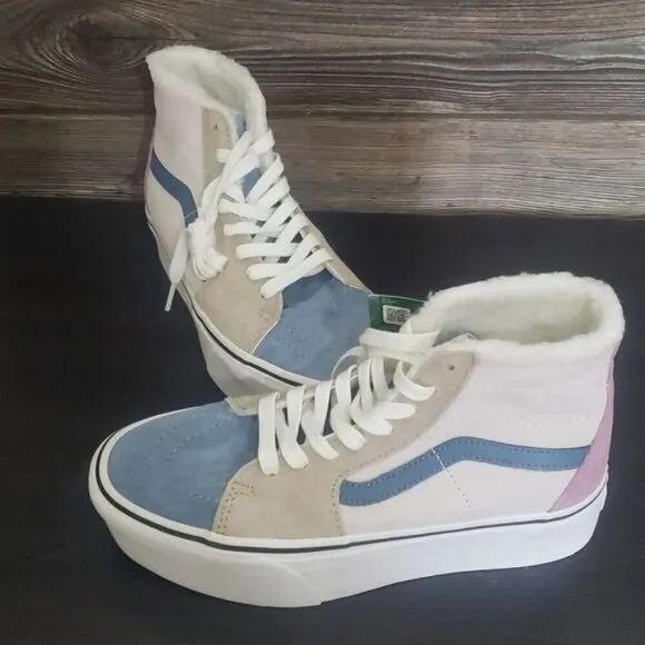 New Vans Sk8 Hi Tapered Pig Suede Color Block Platform Water Repellent Sneakers