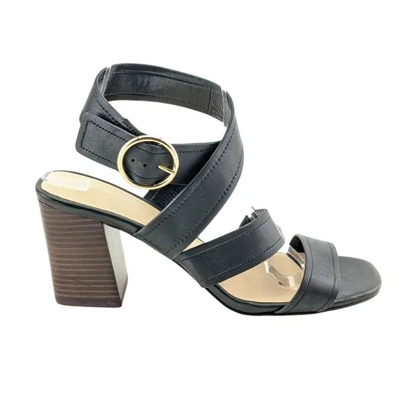 NEW Via Spiga Elianna Leather Black Criss-Cross Sandals SZ 9.5